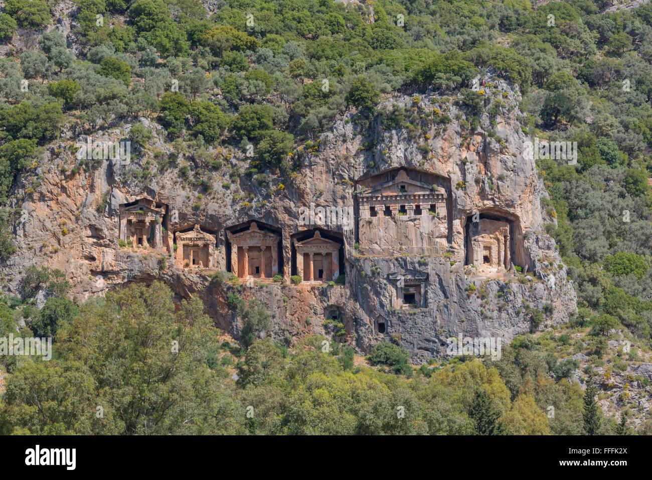 Tombeaux Lyciens, Dalyan, Province de Mugla, Turquie Banque D'Images