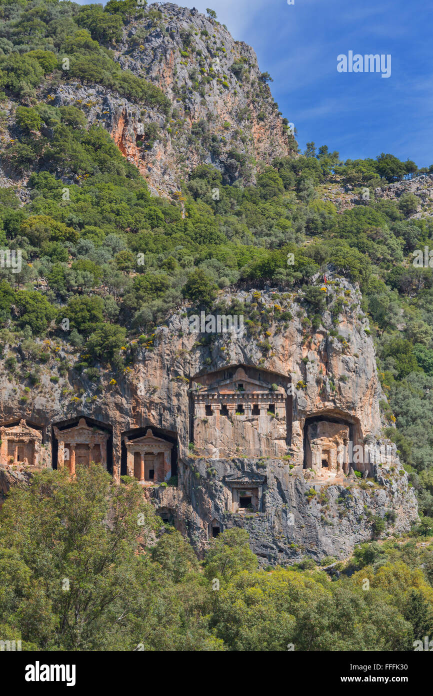 Tombeaux Lyciens, Dalyan, Province de Mugla, Turquie Banque D'Images