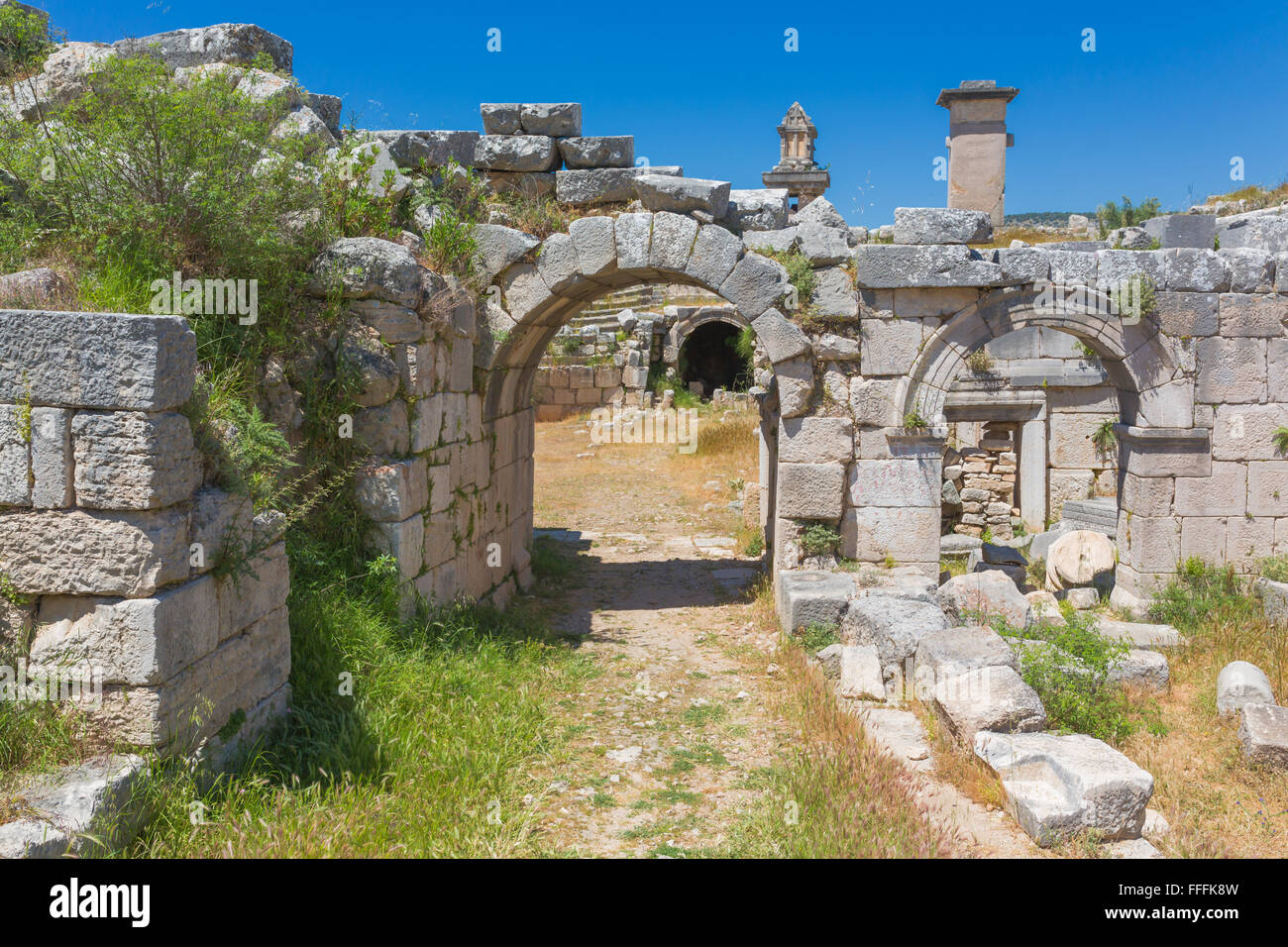 Théâtre, ruines de l'antique Xanthos, Antalya Province, Turkey Banque D'Images