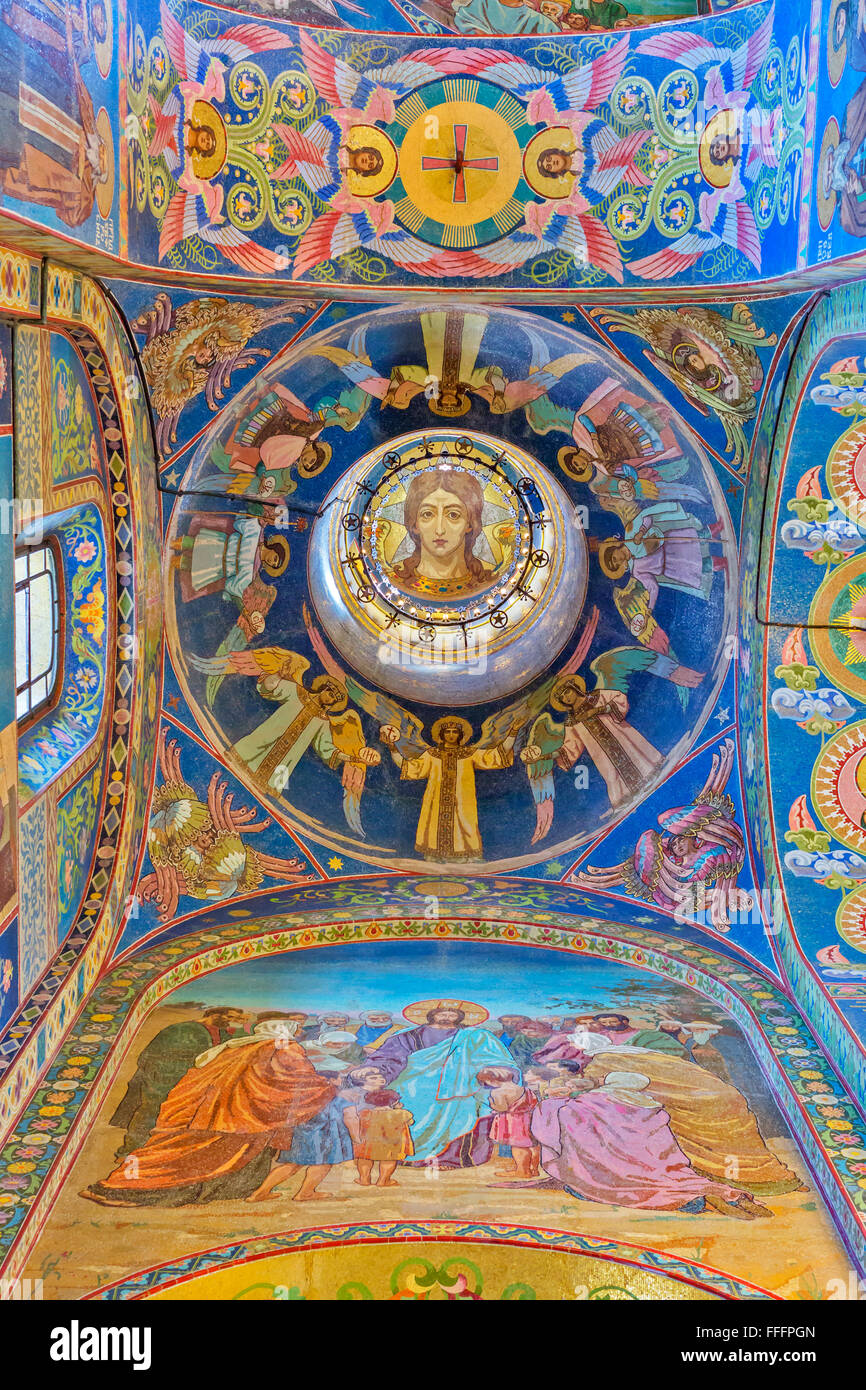 Intérieur de l'Église du Sauveur sur le sang, Saint Petersburg, Russie Banque D'Images