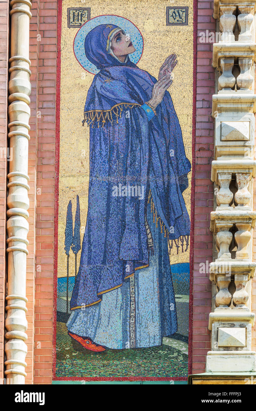 Mosaïque avec Sainte Vierge, l'Eglise du Sauveur sur le sang, Saint Petersburg, Russie Banque D'Images