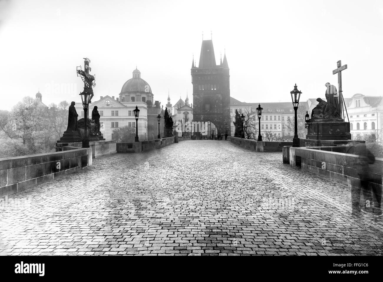 Prague, le Pont Charles et Townl. République tchèque Banque D'Images