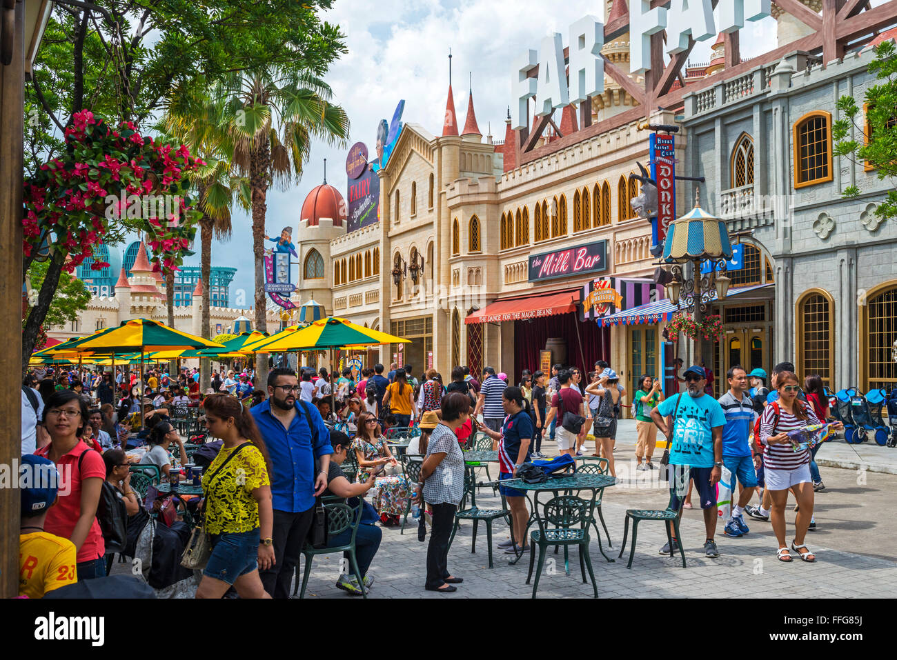 Le parc à thème Universal Studios, scène de rue, Singapour Banque D'Images