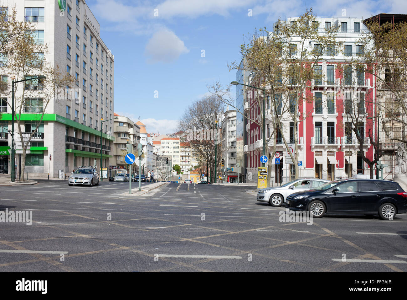 Portugal, Lisbonne, ville au centre-ville, l'intersection de l'Avenida da Liberdade et la rue Alexandre Herculano Banque D'Images