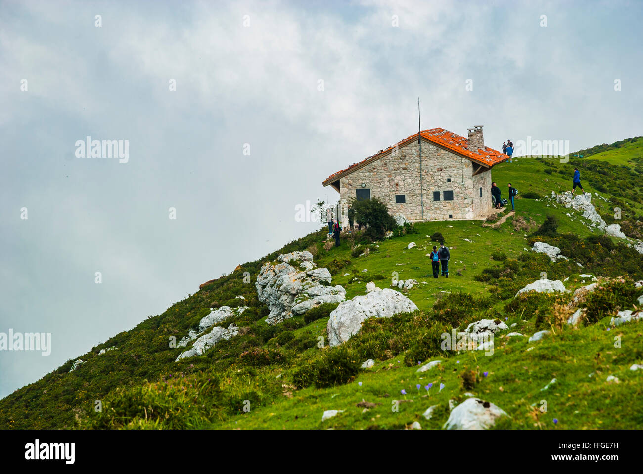 Refuge de interlakes - Entrelagos -. Lacs de Covadonga. Asturias, Espagne Banque D'Images