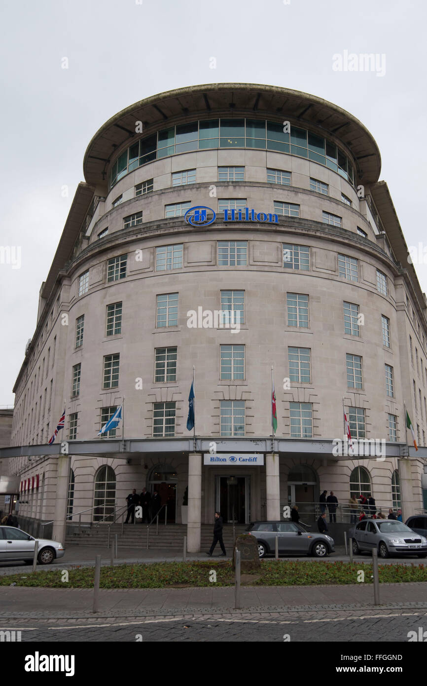 Vue générale de l'hôtel Hilton de Cardiff, Galles du Sud. Banque D'Images