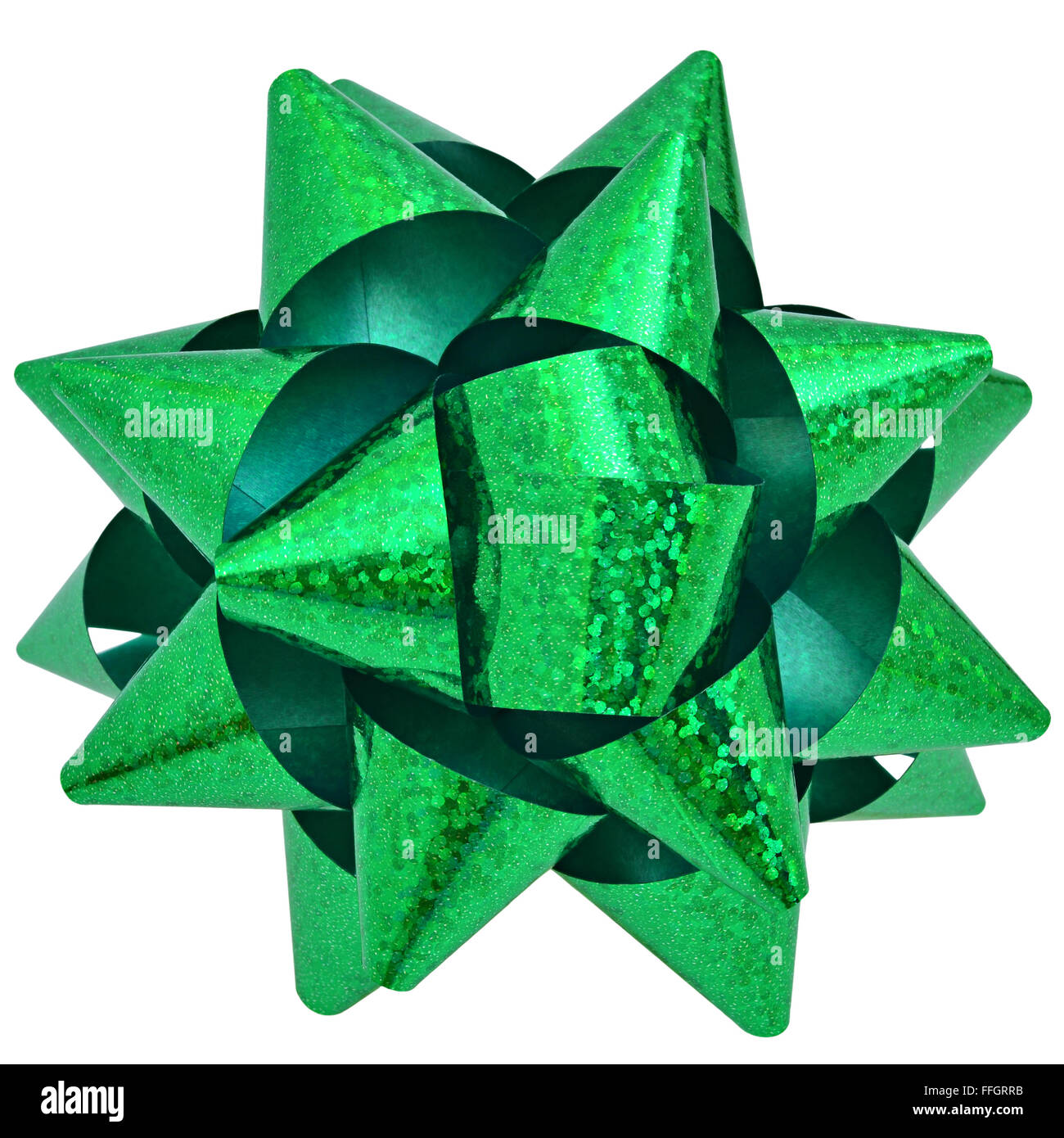 Étoile verte pour la décoration cadeaux isolé sur fond blanc Banque D'Images