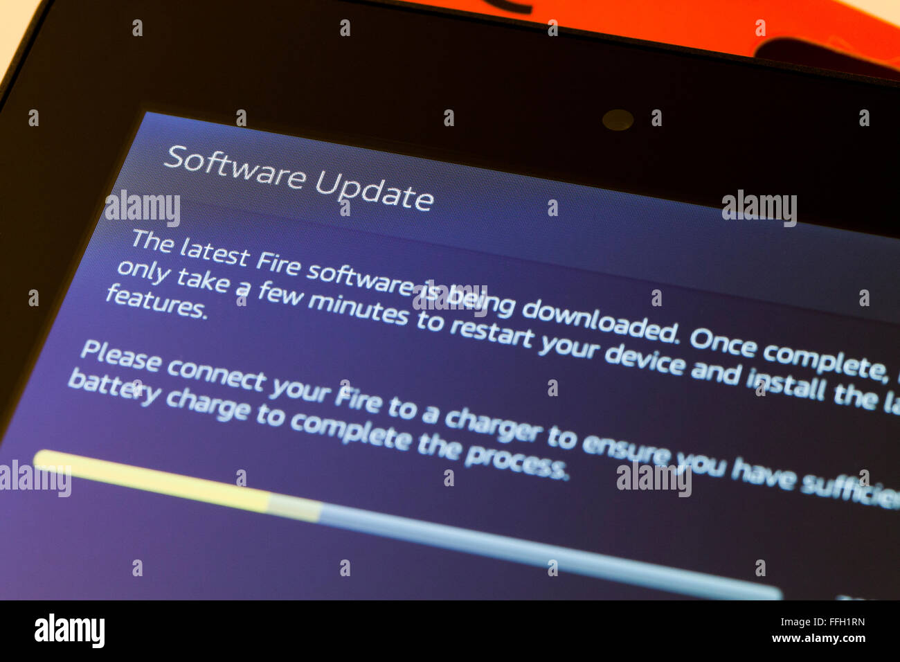Amazon Fire tablet mise à jour du logiciel système, l'écran d'installation - USA Banque D'Images