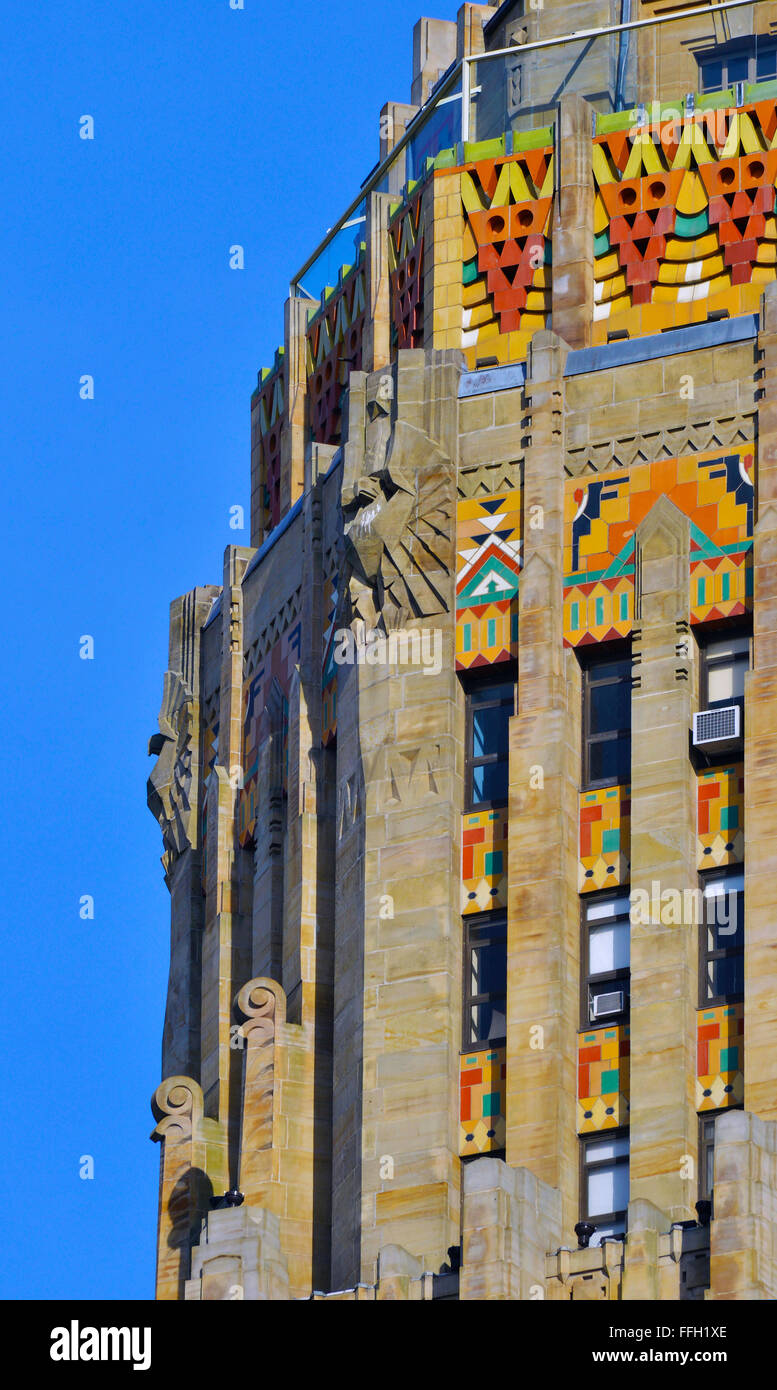 Détail architectural de la tour de l'hôtel de ville, Buffalo NY Banque D'Images