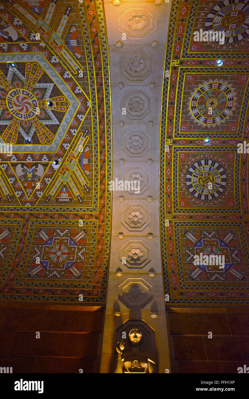 Détail du plafond du hall de l'Hôtel de ville de Buffalo NY Banque D'Images