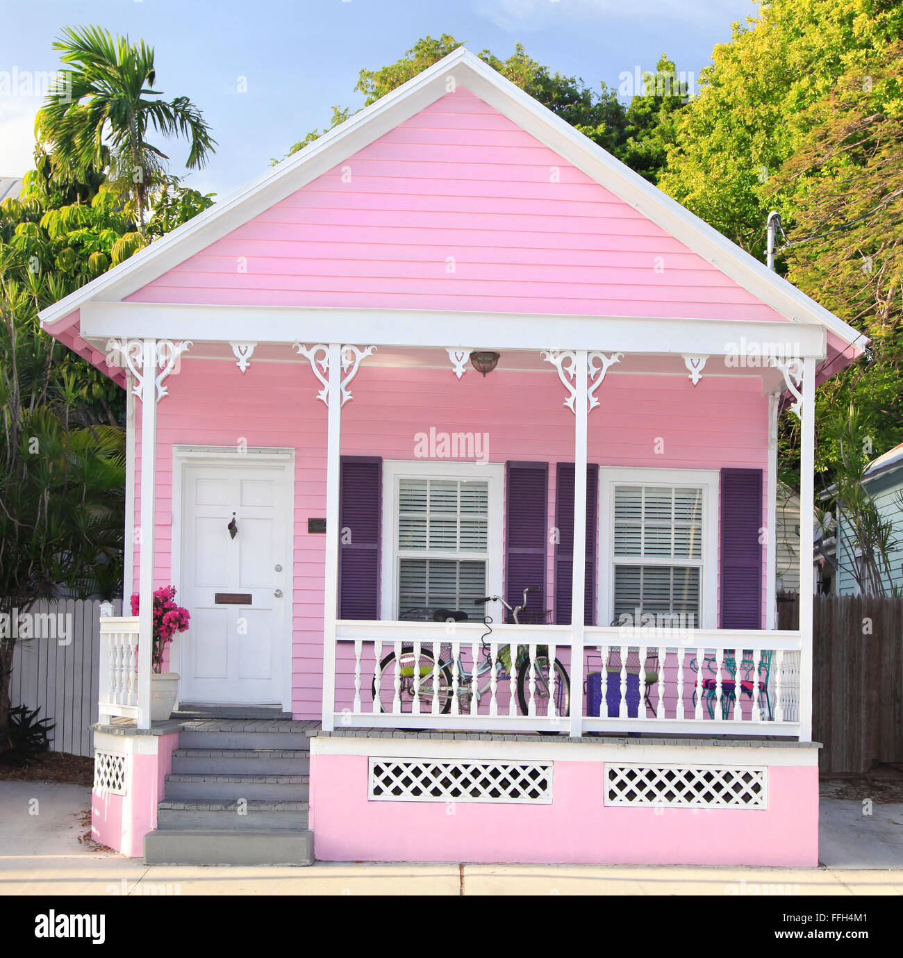 Maison Rose à Key West, Floride Banque D'Images