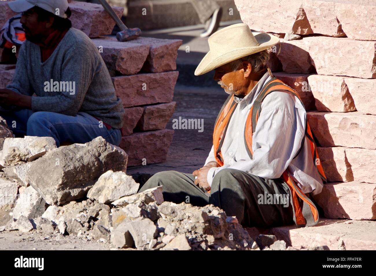 Travailleur de rue mexicain/builder Banque D'Images