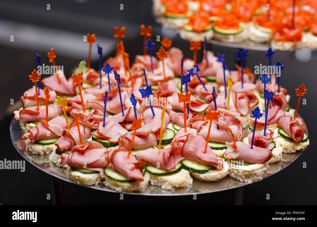 Des services de restauration de fond avec des collations et des aliments au restaurant Banque D'Images