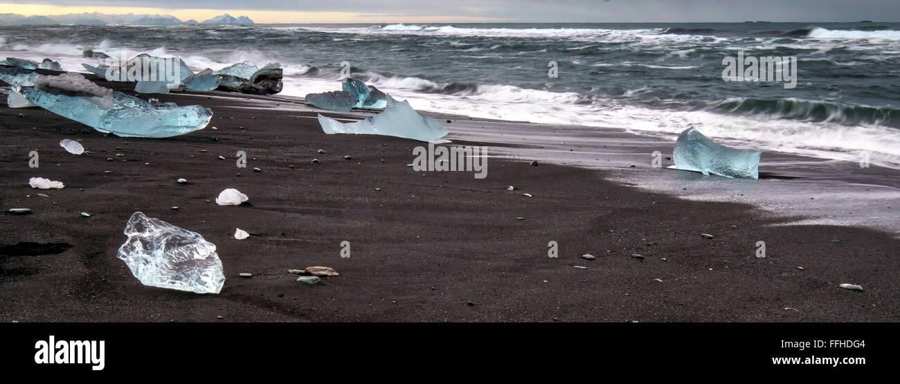 Vue de la plage de Jokulsarlon Banque D'Images