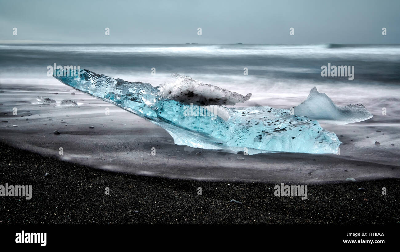 Vue de la plage de Jokulsarlon Banque D'Images