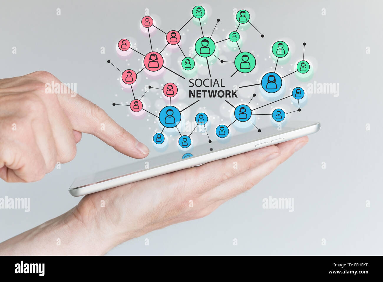 Concept de réseau social pour connecter les amis, les familles et la main-d'œuvre mondiale Banque D'Images
