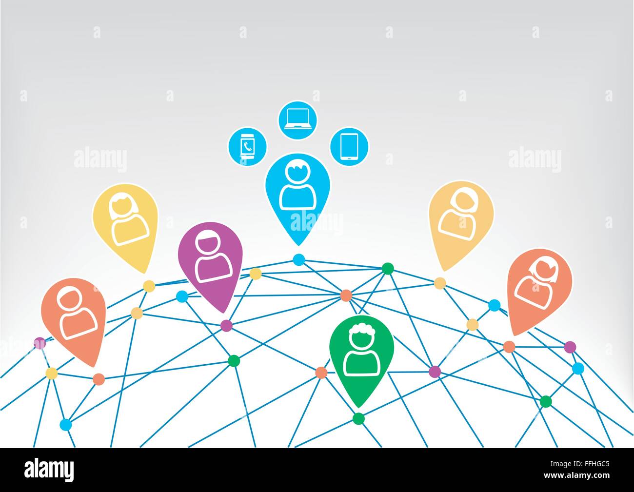 La connectivité et la communication au sein du réseau social Illustration de Vecteur