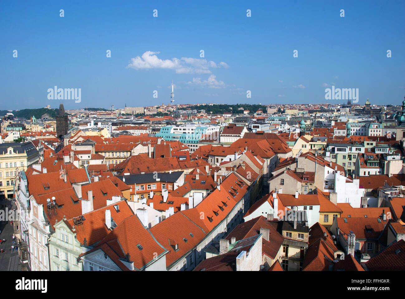 Tourisme Prague vue sur la ville avec des bâtiments principaux et square Banque D'Images