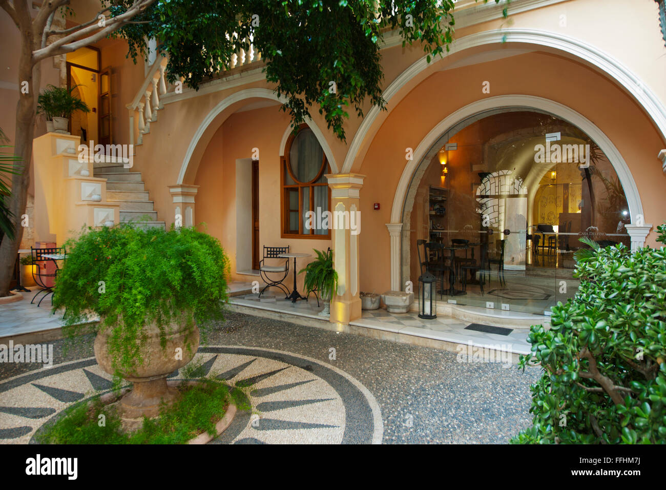 Spanien, Kreta, Chania, l'hôtel Casa Delfino einem alten venezianischen Palast aus dem 17. Jahrhundert Banque D'Images