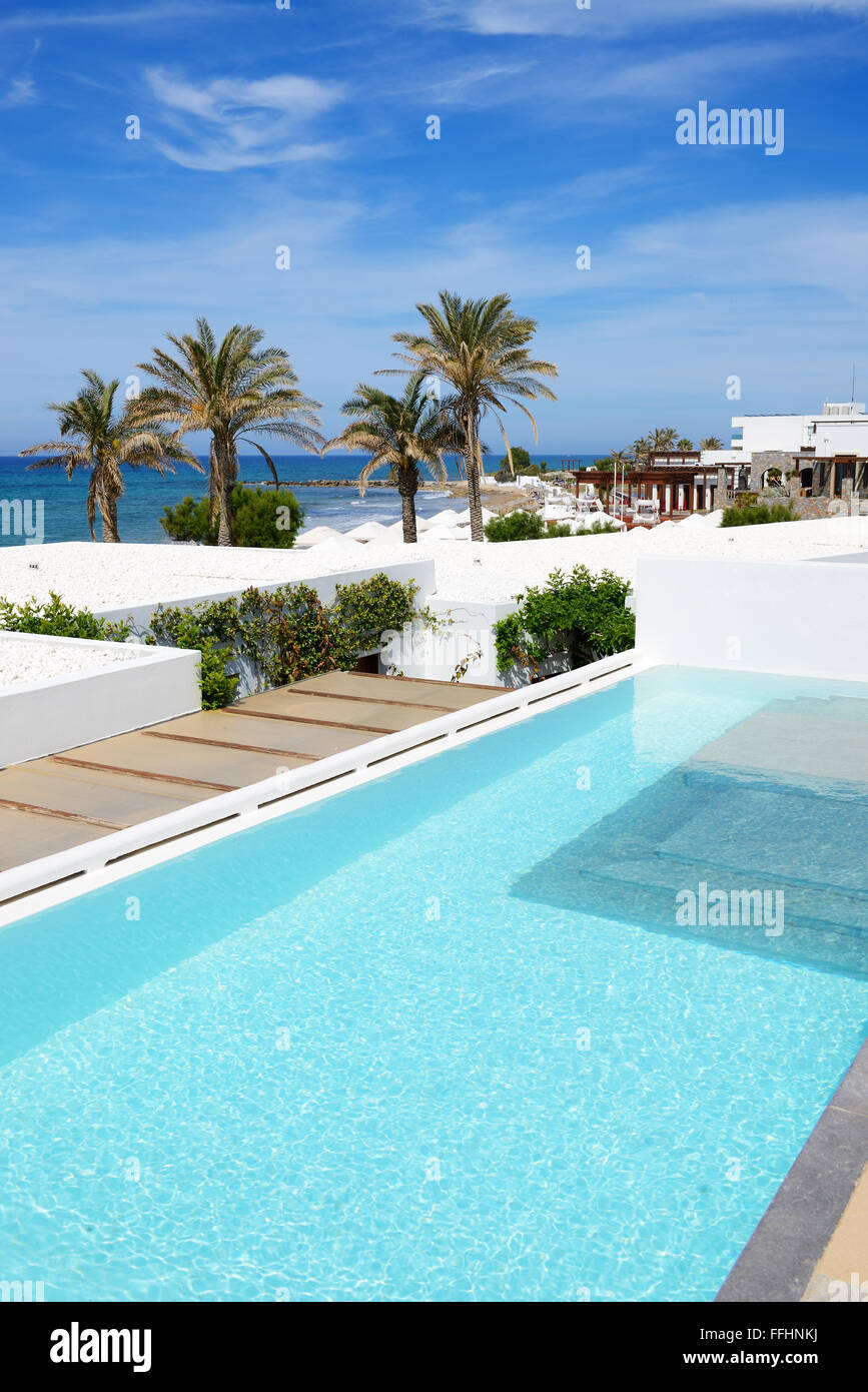 Piscine de la villa de luxe, Crète, Grèce Banque D'Images