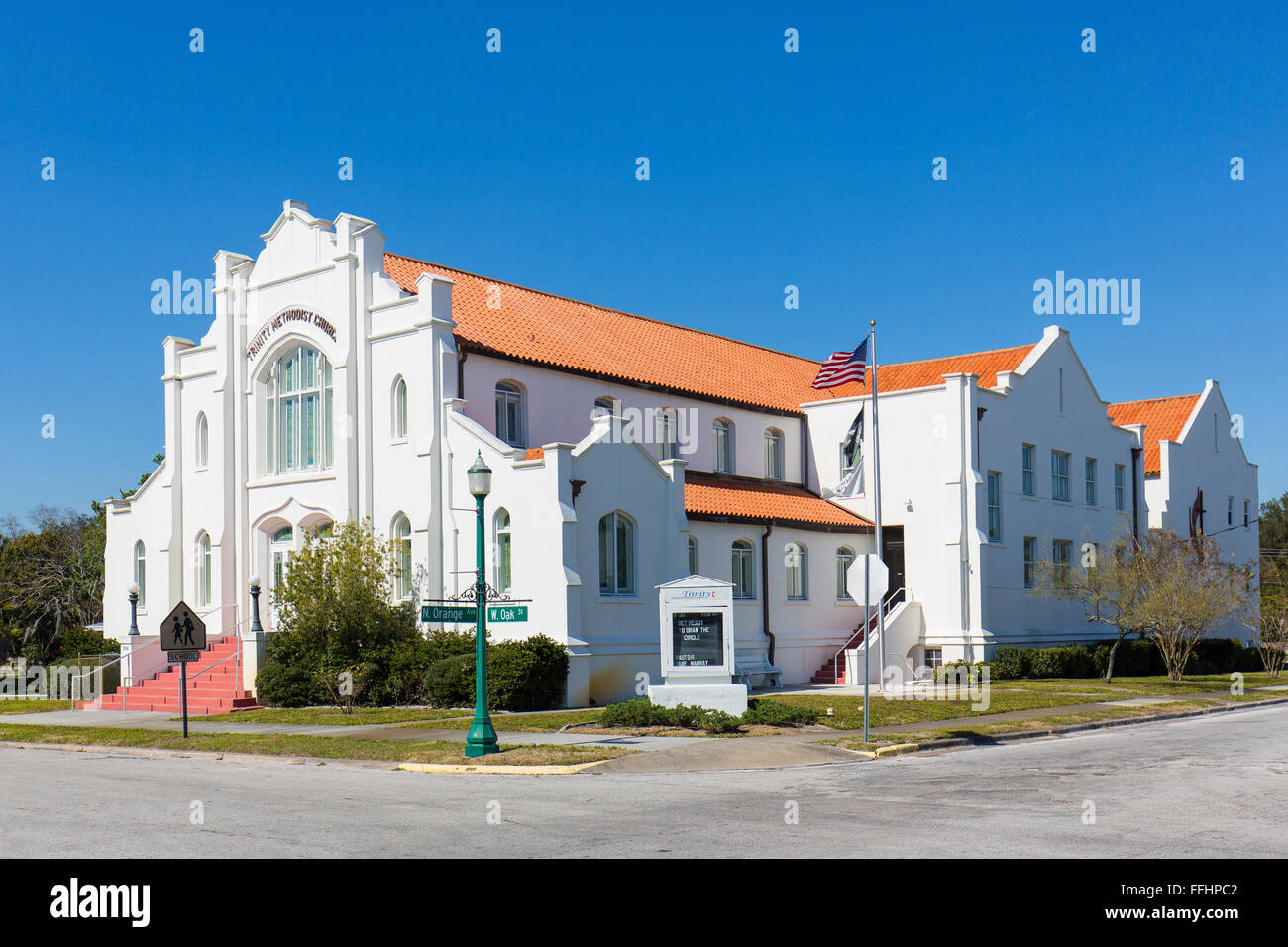 La Trinity United Methodist Church dans la vieille ville historique de Arcadia Florida Banque D'Images