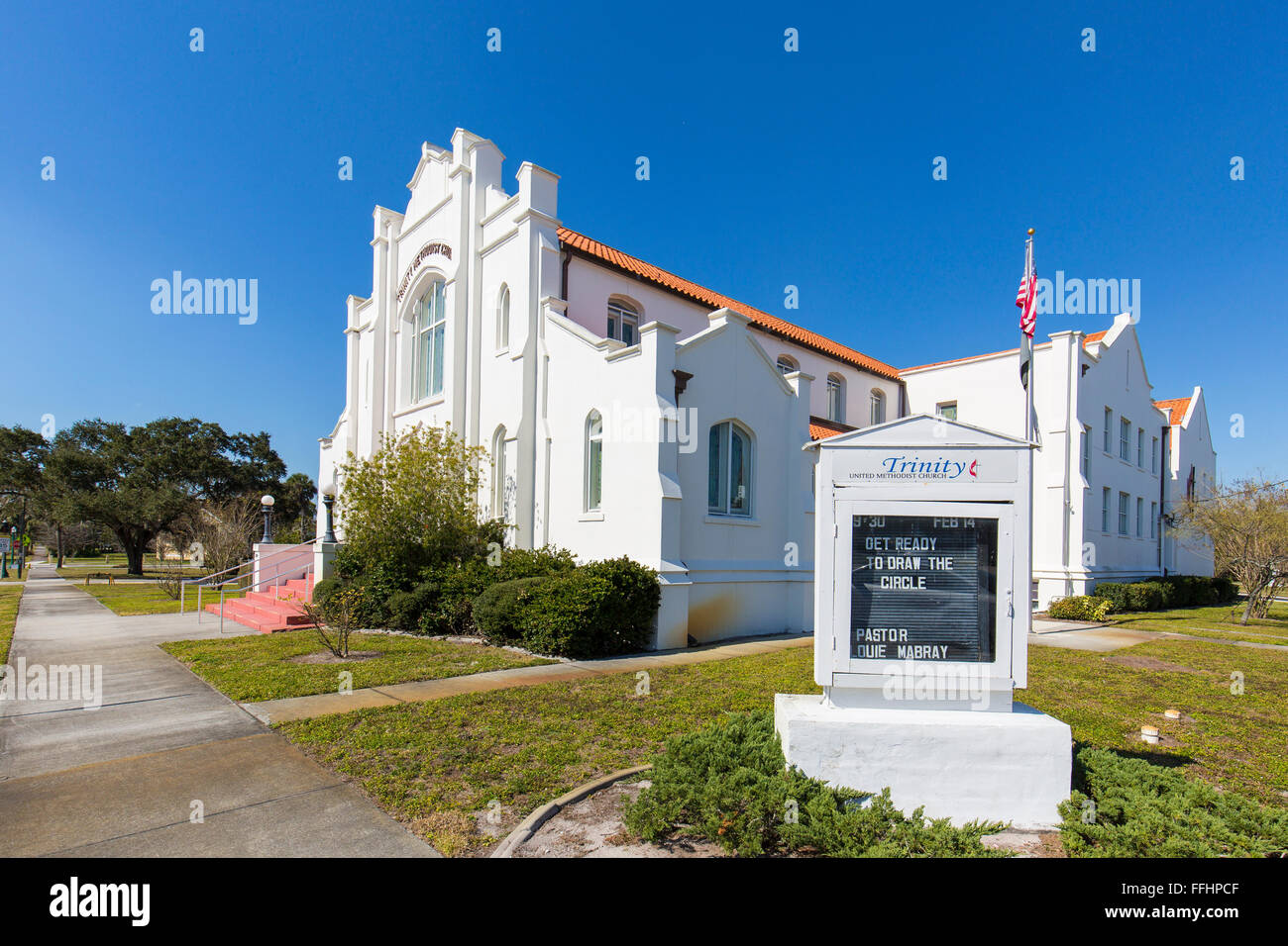 La Trinity United Methodist Church dans la vieille ville historique de Arcadia Florida Banque D'Images