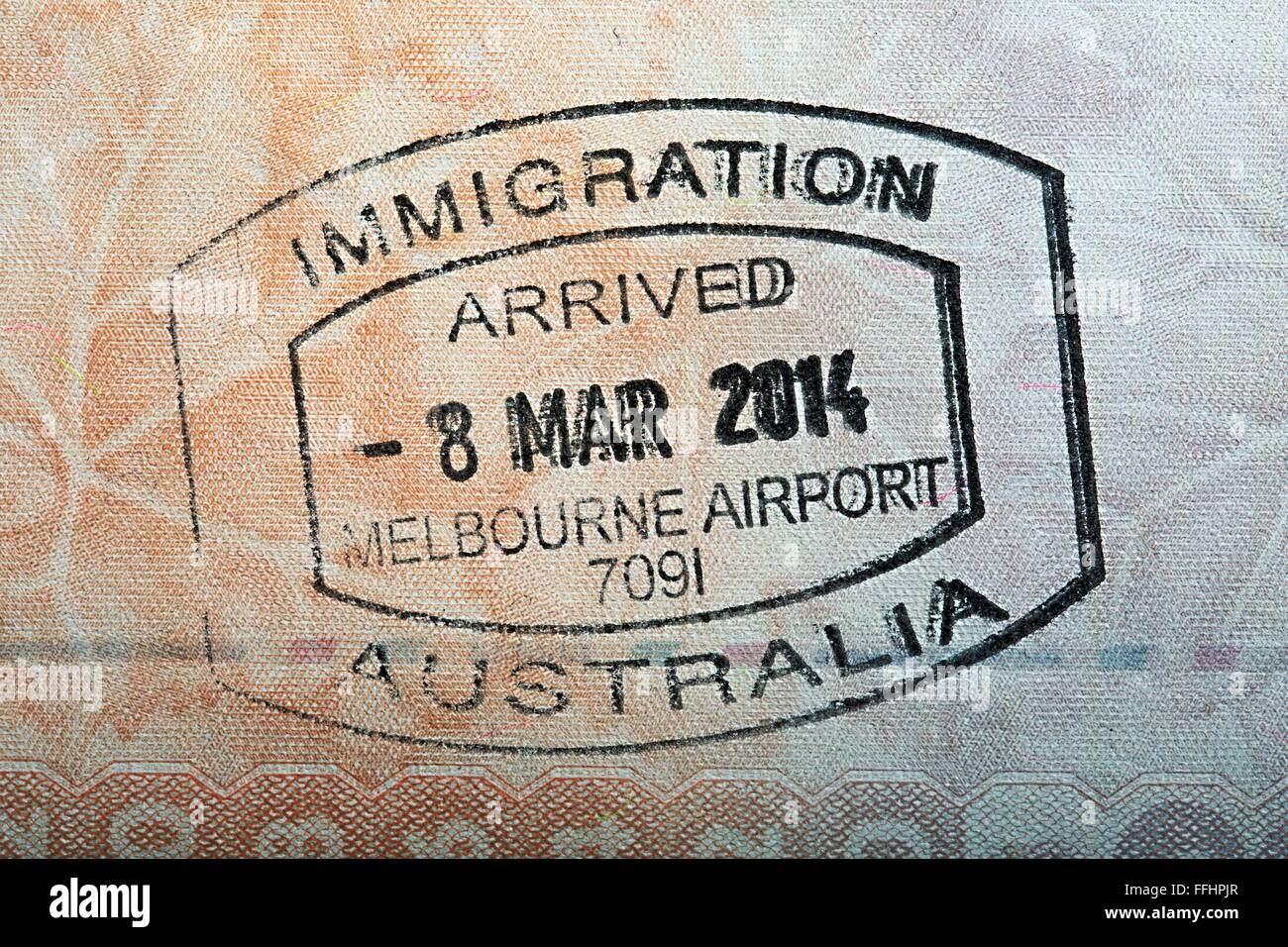 Australia passport stamp Banque de photographies et d’images à haute