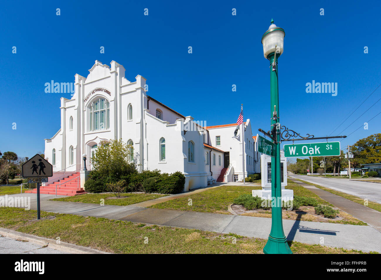 La Trinity United Methodist Church dans la vieille ville historique de Arcadia Florida Banque D'Images