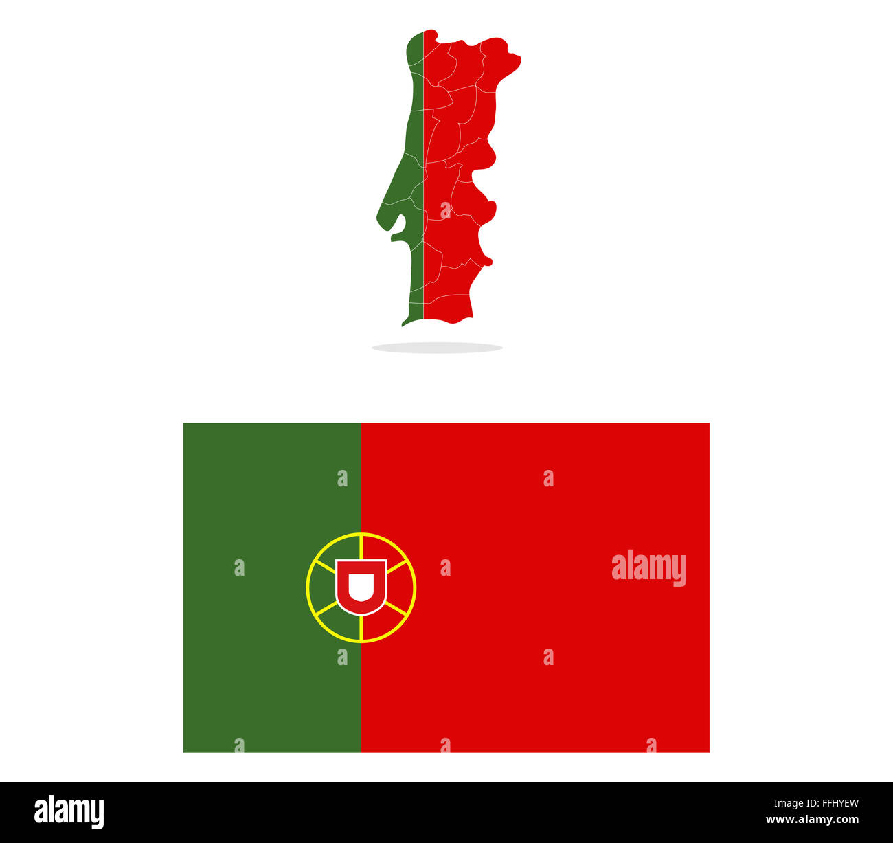 Carte du Portugal avec les régions Banque D'Images