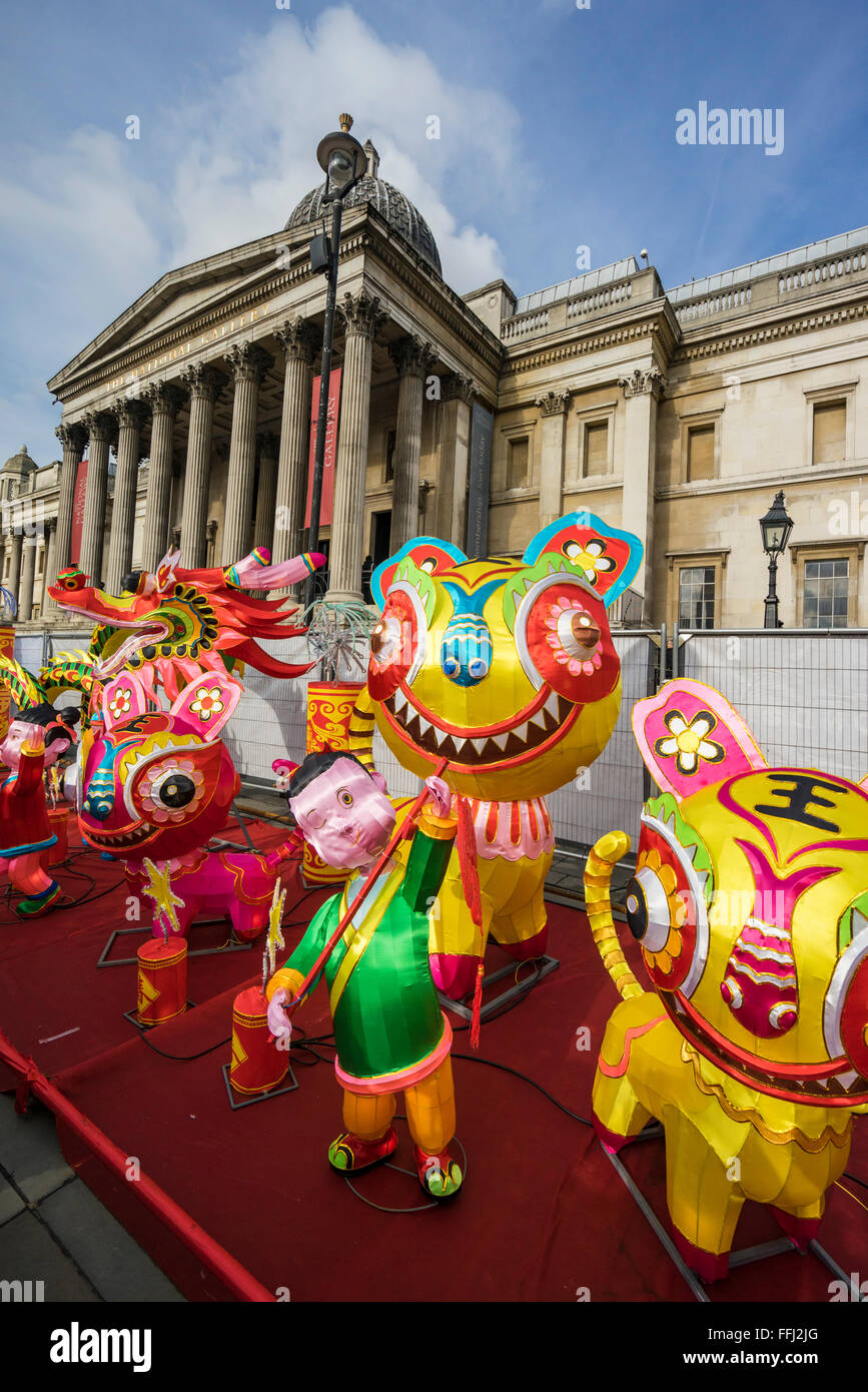 Londres, Royaume-Uni. 14 Février, 2016. Les célébrations du Nouvel An chinois, Londres, UK CHINATOWN L'ANNÉE DU SINGE 2016 Credit : PATRICK ANTHONISZ/Alamy Live News Banque D'Images