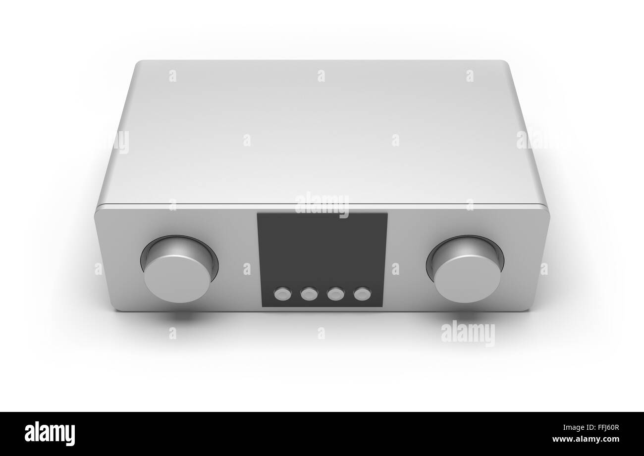 Récepteur ou amplificateur audio isolated on white Banque D'Images