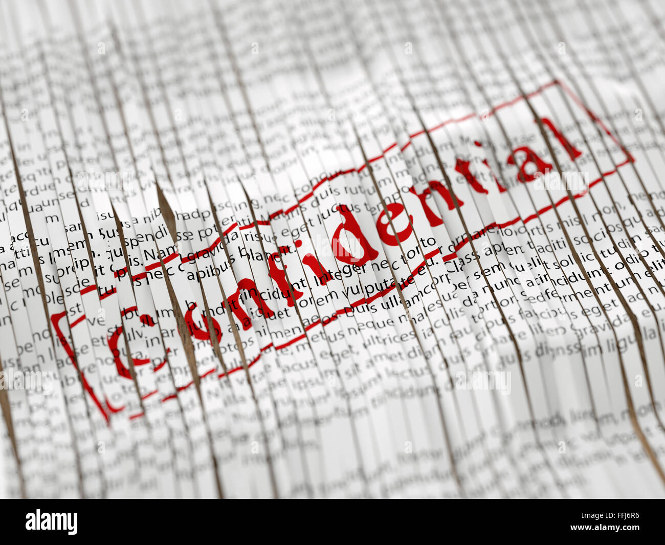 Remontage du papier déchiqueté avec 'Confidentiel' sur l'il Banque D'Images