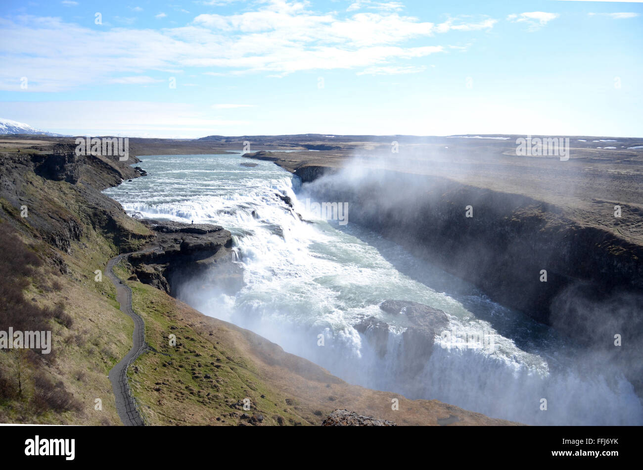 HAUKADALUR, près de l'ISLANDE - 14 juin : cascade Gulfoss dans le centre de l'Islande, montré ici le 14 juin 2015. Banque D'Images