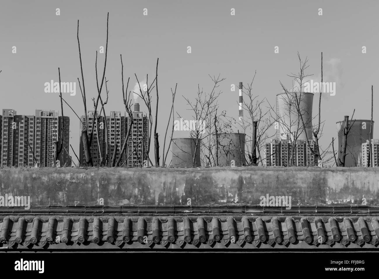 Vue sur le développement urbain et industriel dans Jijing, Chine. Banque D'Images