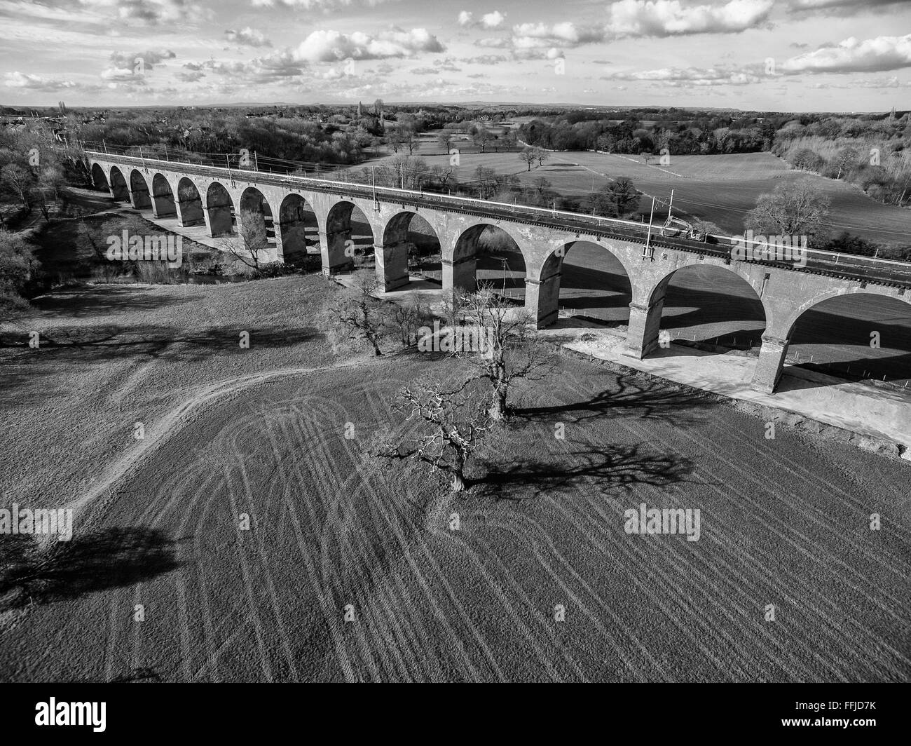 Holmes Chapel viaduc de chemin de fer réseau photos aériennes lors de grands travaux de génie civil 14 février 2016 Banque D'Images