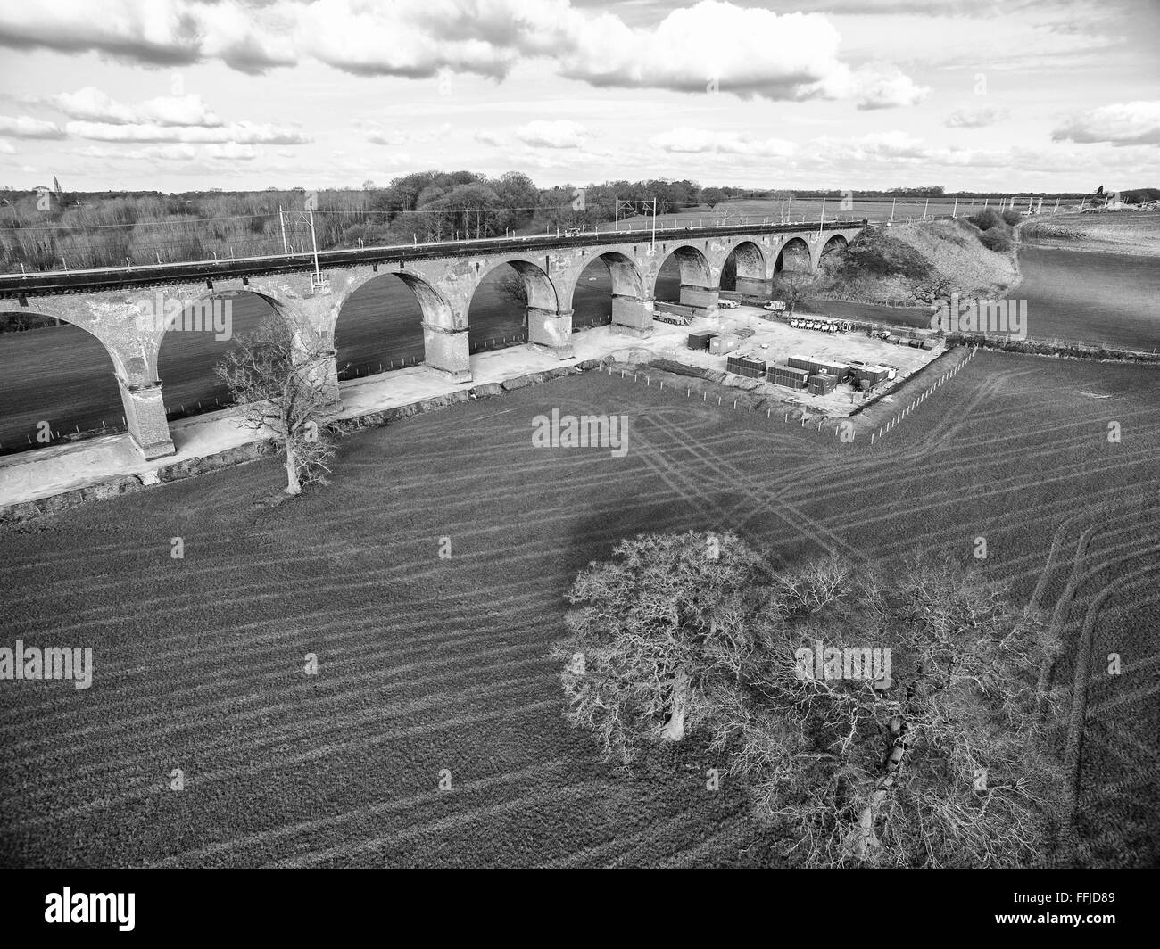 Holmes Chapel viaduc de chemin de fer réseau photos aériennes lors de grands travaux de génie civil 14 février 2016 Banque D'Images