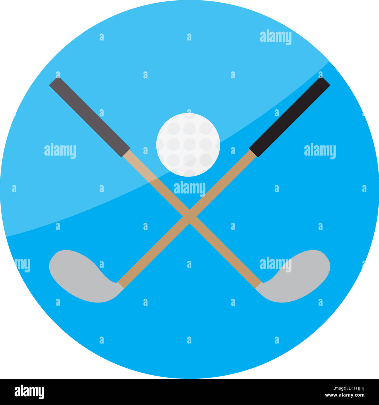 Cross stick and ball. Golf d'icône. L'icône du Sport, jeu de balle et le bâton, de l'équipement golf, passe-temps jouer. Vector abstract design plat Banque D'Images