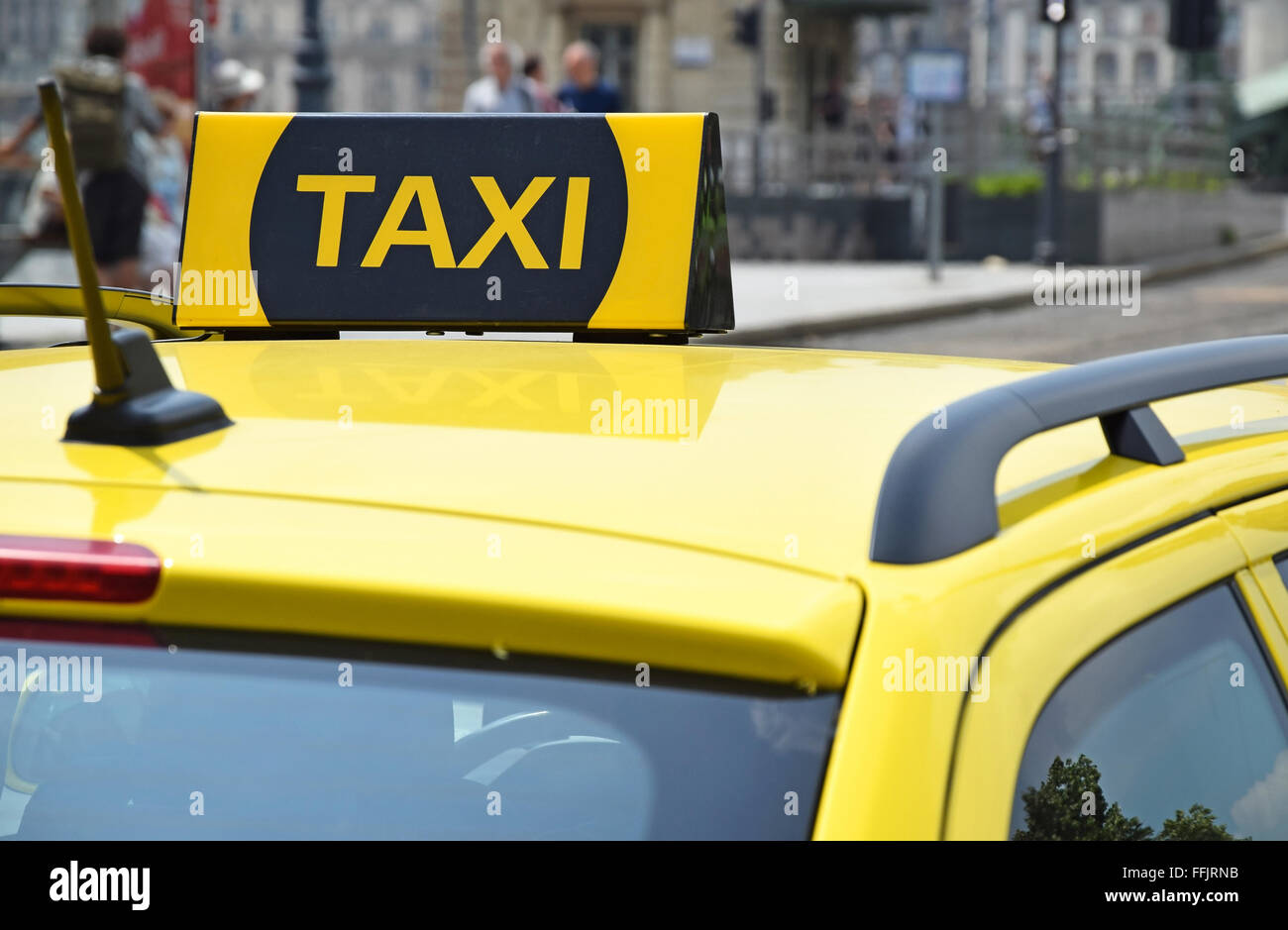 Signe de voiture de taxi Banque D'Images