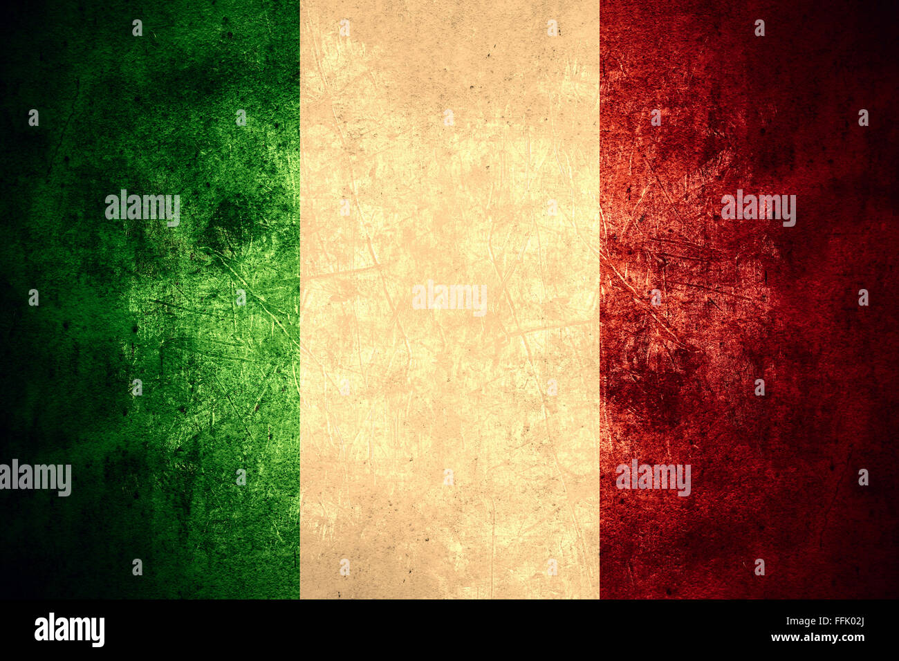 Pavillon de l'Italie ou l'Italien bannière sur fond rugueux texture pattern vintage Banque D'Images