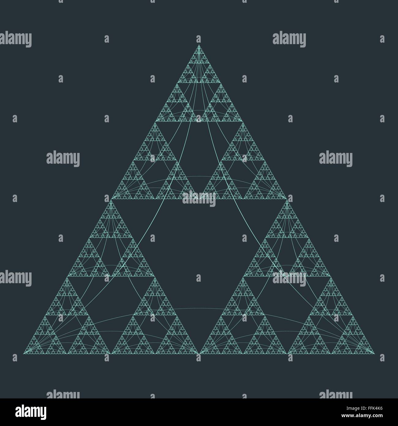 Triangle de couleur sarcelle vecteur géométrie sacrée abstract fractal illustration isolé décoration fond sombre Illustration de Vecteur