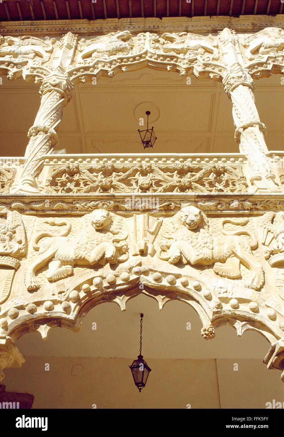 Cour intérieure. Infantado Palace, Guadalajara, Espagne. Banque D'Images