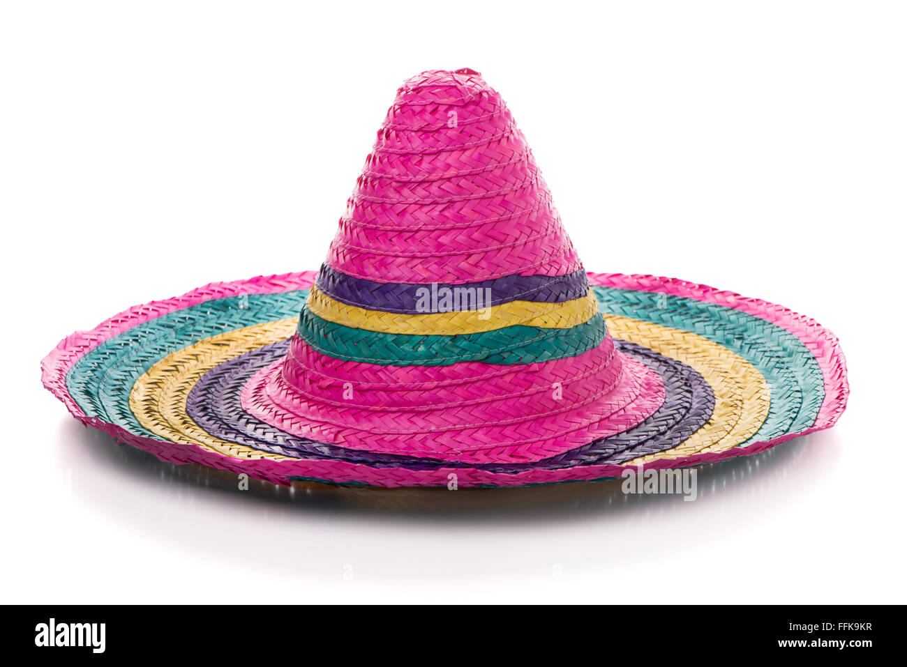 Sombrero mexicain coloré sur un fond blanc. Banque D'Images