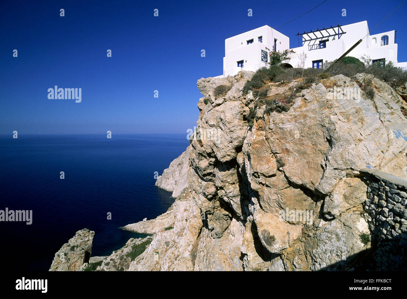 Grèce, îles Cyclades, Folegandros, Chora et la côte Banque D'Images