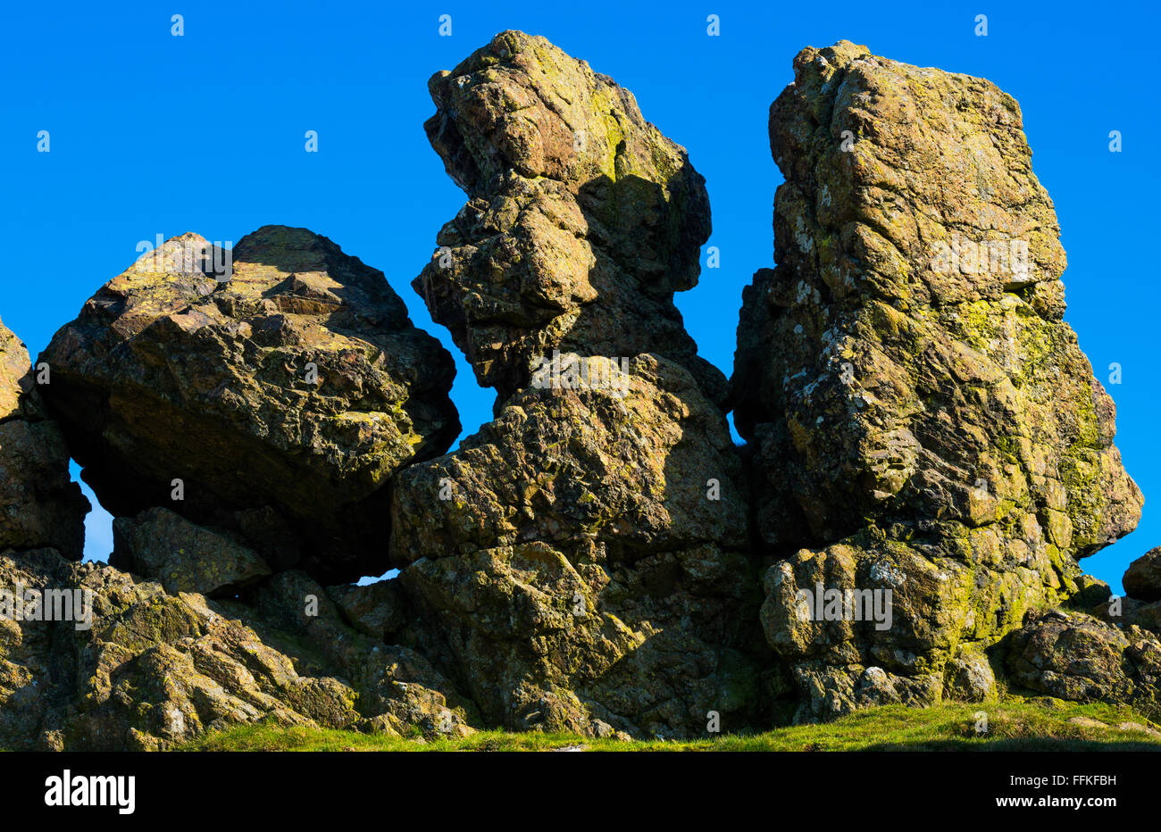Trois doigts Rock le Caer Caradoc, Church Stretton, Shropshire, au Royaume-Uni. Banque D'Images