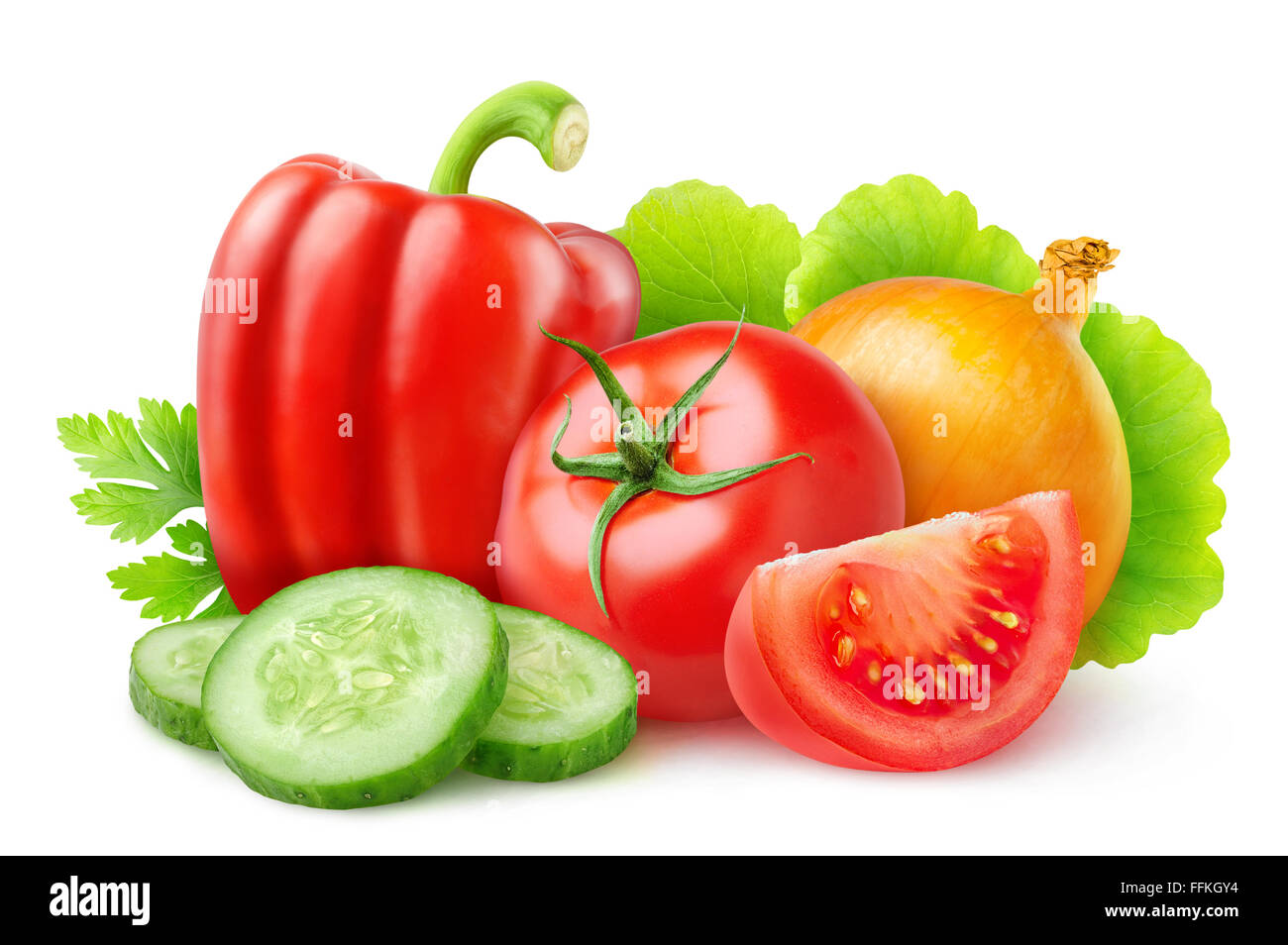 Divers légumes frais isolé sur blanc avec clipping path Banque D'Images