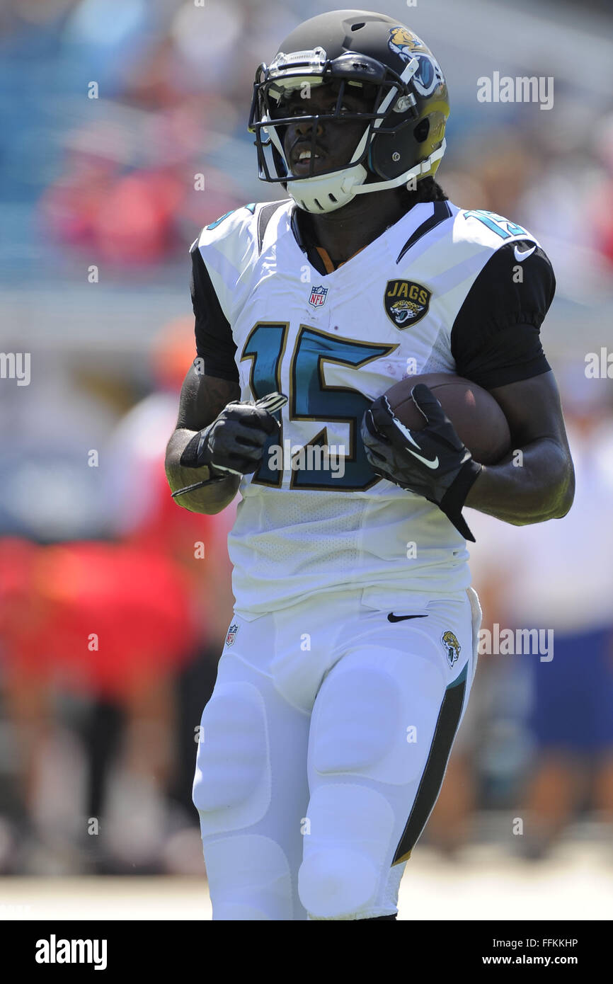 Jacksonville, FL, USA. Sep 8, 2013. Jacksonville Jaguars wide receiver Stephen Burton (15) au cours de l'avocats adjoints 28-2 perte pour le Kansas City Chiefs à l'EverBank Field le 8 septembre 2013 à Jacksonville, en Floride. ZUMA PRESS/Scott A. Miller © Scott A. Miller/ZUMA/Alamy Fil Live News Banque D'Images