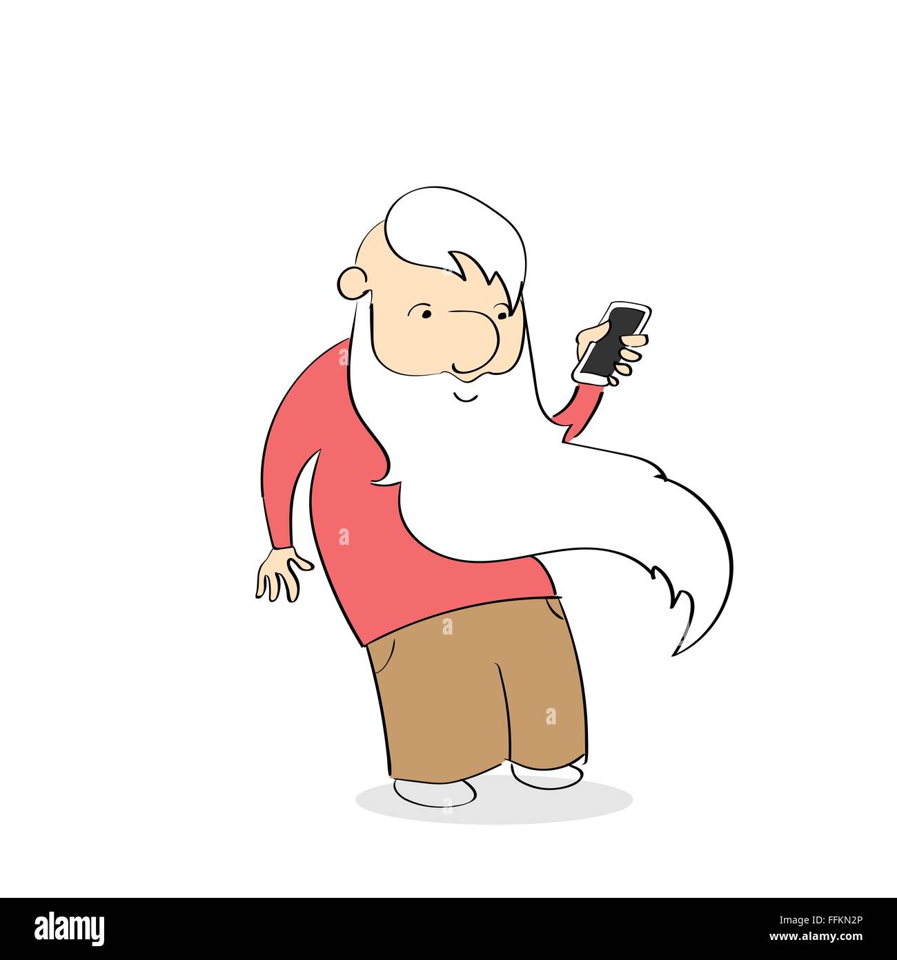 Vieil Homme à l'aide de Smart Phone cellulaire Illustration de Vecteur