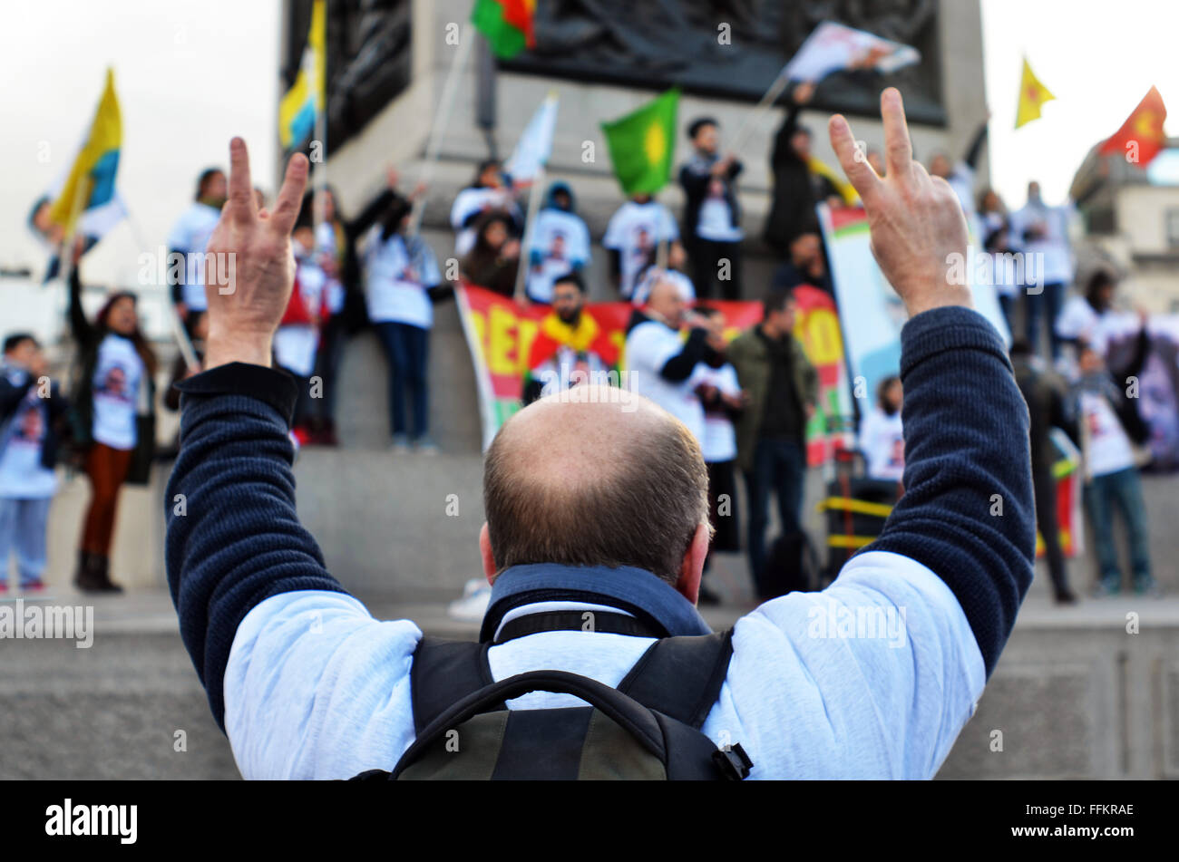 Londres, Royaume-Uni, 15 février 2016, manifestation kurde contre la Turquie à Trafalgar Square. Credit : JOHNNY ARMSTEAD/Alamy Live News Banque D'Images