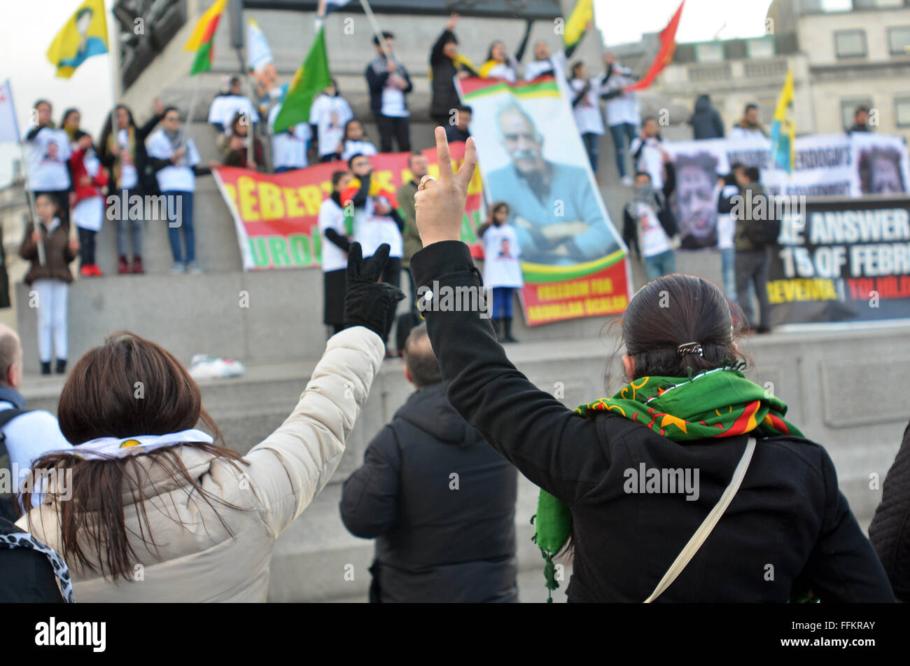 Londres, Royaume-Uni, 15 février 2016, manifestation kurde contre la Turquie à Trafalgar Square. Credit : JOHNNY ARMSTEAD/Alamy Live News Banque D'Images