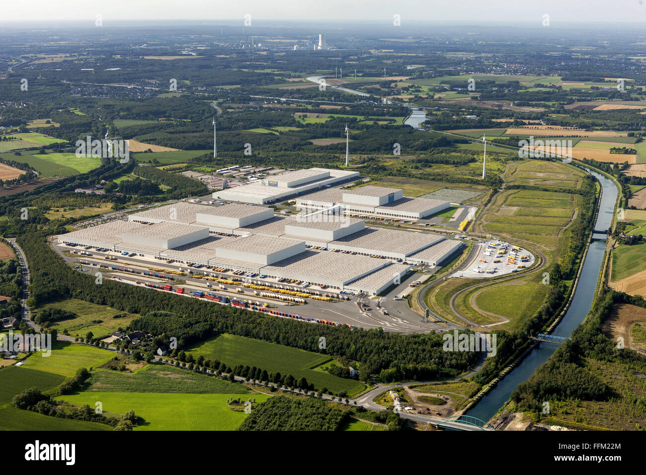 Vue aérienne, centre logistique IKEA Ellinghausen, meubles magasins de rabais, les installations de stockage, Dortmund, Ruhr, Banque D'Images